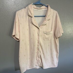 Women's Light Pink Button-Up Pajama Top